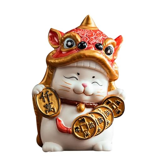 Ecoodisk Chinese Lucky Cat Lucky Statue-Cute Lucky Cat Dekoration Keramik Lucky Cat-Decoration Home Dekoration,A von Ecoodisk