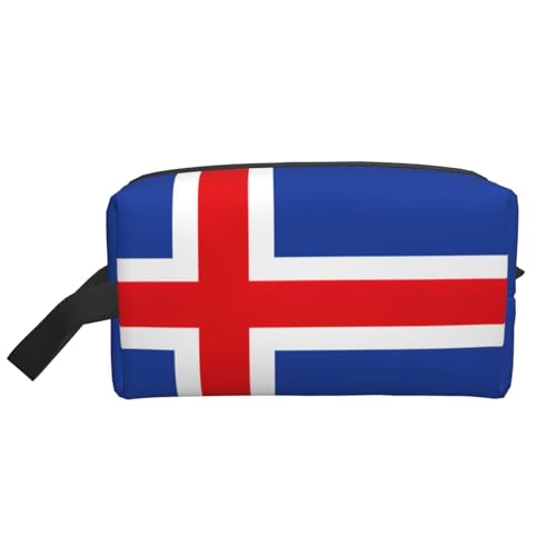 Kulturbeutel für Herren, Motiv: Flagge Islands, Kosmetiktasche, geräumige Kapazität, Reise-Kulturbeutel für Damen, weiß, Einheitsgröße von EdWal