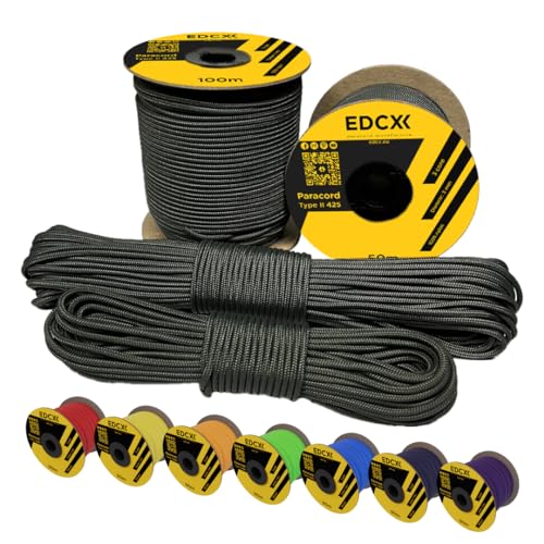 EdcX 3mm Nylon Paracord 425 (50 und 100m) - Typ II, 100% Nylonseil, 3 Litzen Seil, 3mm Nylonseil in vielen Farben| Solid Color (Army Green, 100 m) von EdcX