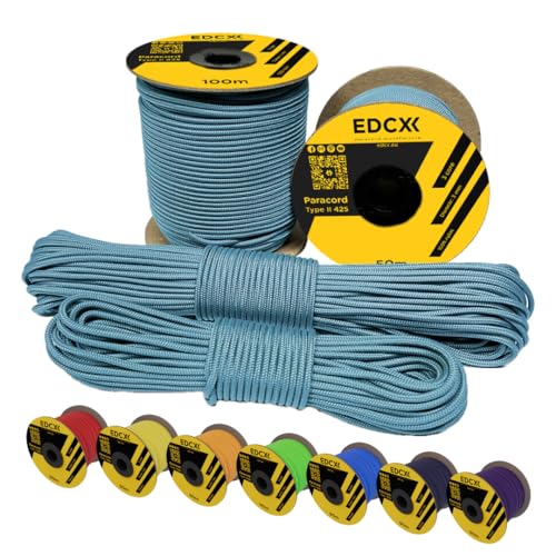 EDCX 3mm Nylon Paracord 425 (50 und 100m) - Typ II, 100% Nylonseil, 3 Litzen Seil, 3mm Nylonseil in vielen Farben| Solid Color (Ice Mint, 50 m) von EdcX