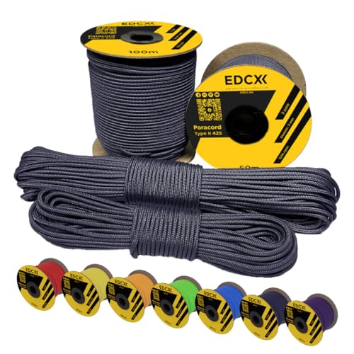 EdcX 3mm Nylon Paracord 425 (50 und 100m) - Typ II, 100% Nylonseil, 3 Litzen Seil, 3mm Nylonseil in vielen Farben| Solid Color (Navy Blue, 50 m) von EdcX