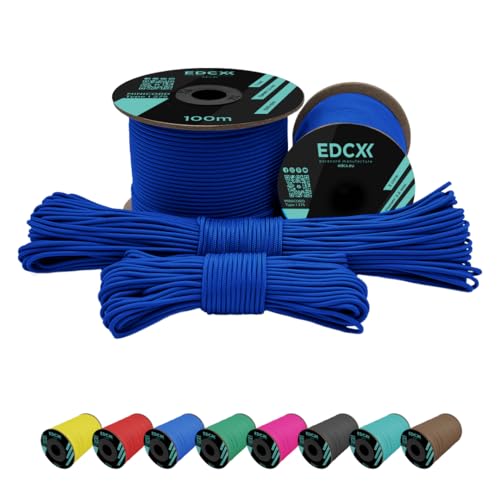 EdcX 2 mm Nylon Paracord 275 (50 und 100 m) – 100% Nylonseil, 3-adrige Schnur, Nylonschnur 2 mm in vielen Farben (Turquoise, 100 m) von EdcX