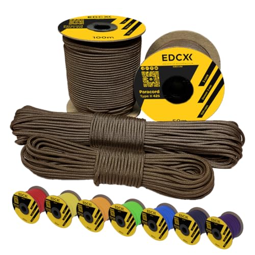 EDCX 3mm Nylon Paracord 425 (50 und 100m) - Typ II, 100% Nylonseil, 3 Litzen Seil, 3mm Nylonseil in vielen Farben| Solid Color (Chocolate, 100 m) von EdcX
