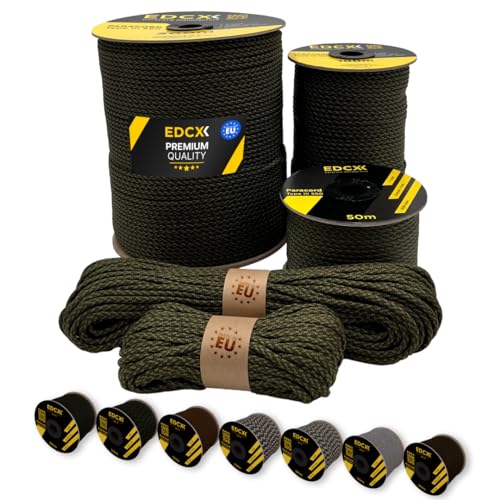 EdcX Paracord 4 mm, 20+ Militärfarben (15 m, 30 m, 50 m, 100 m, 300 m) | Ideal zum Basteln, Camping, Outdoor | 100% Nylonseil 4 mm | Taktische Kordel 550 Typ III (Tactic KOT, 30 m) von EdcX