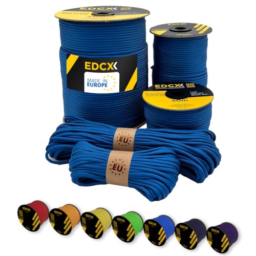 EdcX Paracord 4 mm, 35+ Volltonfarben (10 m, 15 m, 30 m, 50 m, 100 m, 300 m) | Ideal zum Basteln, Camping, Outdoor | 100% Nylonseil 4 mm| Taktische Schnur 550 Typ III (Turquoise, 15 m) von EdcX