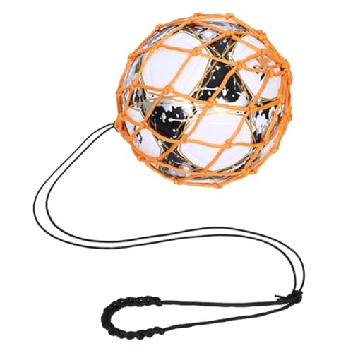 Edsdeyet Gelbe Fußball-Ballnetztasche, Auffällige Verschlüsselung + Elastisches Seil, Fußball-Trainingstasche, Tragbare Balltasche von Edsdeyet