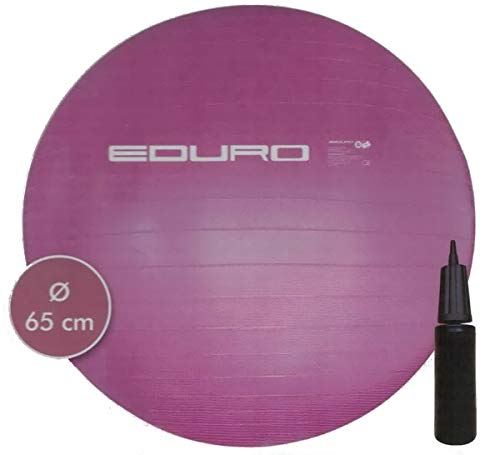 Eduro Gymnastikball 65cm Fitnessball Sitzball Bürostuhl Ball mit Pumpe Sportball (Pink) von Eduro
