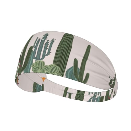 Sport-Stirnband, elastische Stirnbänder, Schweißbänder, Haarband für Fitnessstudio, Radfahren, Tennis,Aquarell grüner Kaktus von EgoMed