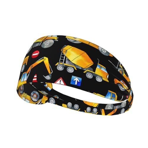 Sport-Stirnband, elastische Stirnbänder, Schweißbänder, Haarband für Fitnessstudio, Radfahren, Tennis,BAU-LKW-Muster von EgoMed