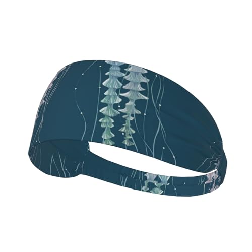 Sport-Stirnband, elastische Stirnbänder, Schweißbänder, Haarband für Fitnessstudio, Radfahren, Tennis,Blaue rosa Qualle von EgoMed