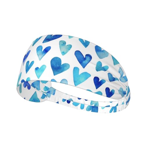 Sport-Stirnband, elastische Stirnbänder, Schweißbänder, Haarband für Fitnessstudio, Radfahren, Tennis,Blaues Herz Elegant Romantisch Einzigartig von EgoMed