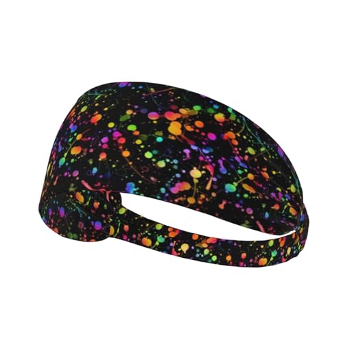 Sport-Stirnband, elastische Stirnbänder, Schweißbänder, Haarband für Fitnessstudio, Radfahren, Tennis,Niedliche Neon-Spritzerfarbe von EgoMed