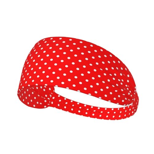 Sport-Stirnband, elastische Stirnbänder, Schweißbänder, Haarband für Fitnessstudio, Radfahren, Tennis,Rot und weiß Polka Dots gedruckt von EgoMed