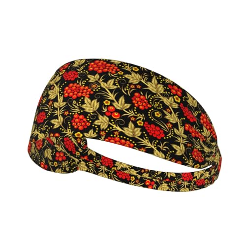 Sport-Stirnband, elastische Stirnbänder, Schweißbänder, Haarband für Fitnessstudio, Radfahren, Tennis,Traditionelle russische Cranberry von EgoMed