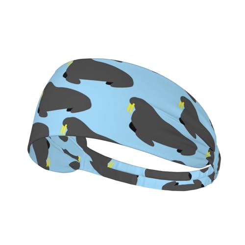 Sport-Stirnband, elastische Stirnbänder, Schweißbänder, Haarband für Fitnessstudio, Radfahren, Tennis,Walross-Tier-Ozean-Muster von EgoMed