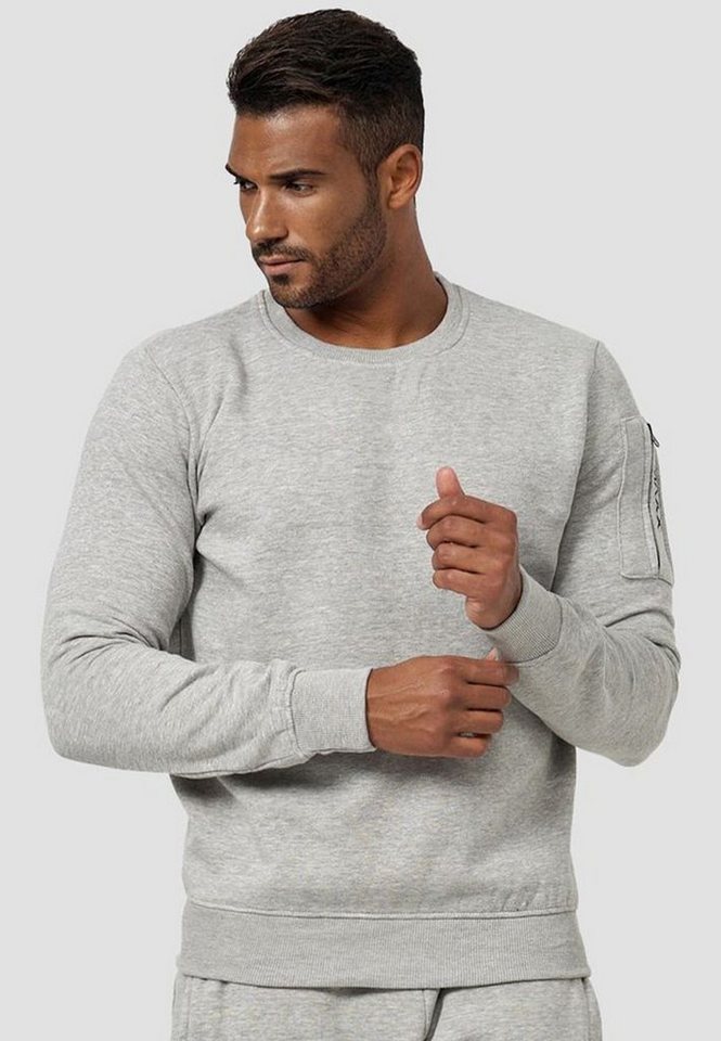 Egomaxx Sweatshirt Sweatshirt Pullover ohne Kapuze mit Armtasche 4240 in Grau von Egomaxx
