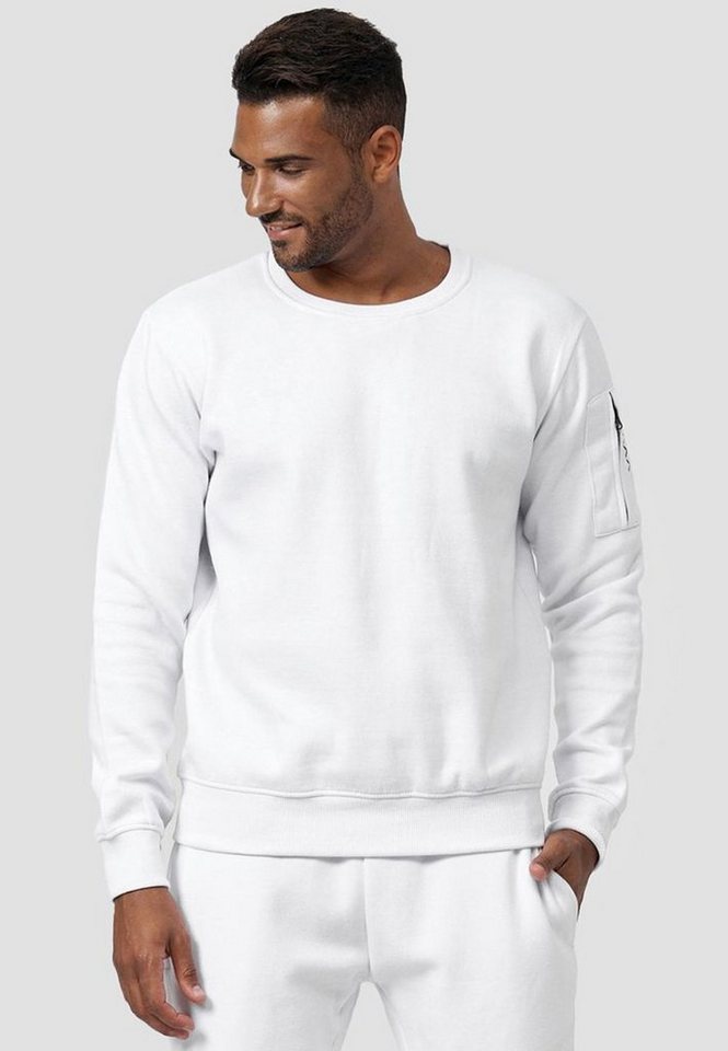 Egomaxx Sweatshirt Sweatshirt Pullover ohne Kapuze mit Armtasche 4240 in Weiß von Egomaxx