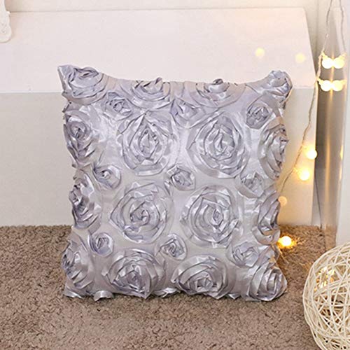 Egurs 16 inch Dekorative Kissenbezug, 3D Rose Gedruckt Sofa Dekor Kissen Fall Kissenbezüge grau von Egurs