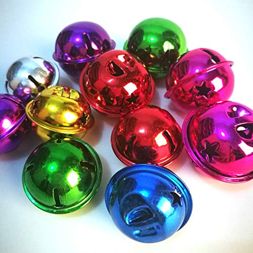 Egurs Jingle Bells, 30 Stück Mehrfarbige Glöckchen Pet Metal Bells für Weihnachtsdekoration Schmuckherstellung DIY Handwerk 40mm von Egurs