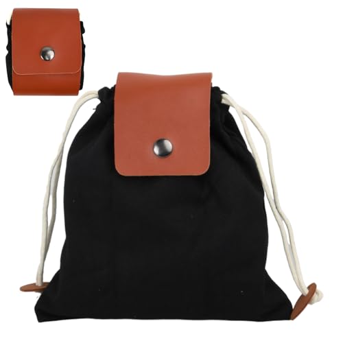 Ehuihuan Canvas Futtersack Zum Wandern, Bushcraft, Camping AusrüStung, Outdoor Tasche, Leinentasche, GüRteltasche, Faltbare GüRteltasche Aus Leder Mit Kordelzug Und Schnalle Für Wandern, Camping von Ehuihuan