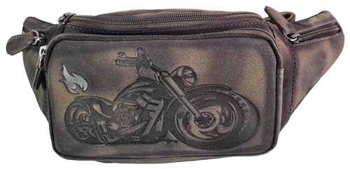 Einkaufszauber Echt Leder Gürteltasche Hüfttasche Bauchtasche Motorrad Harley Schwarz von Einkaufszauber