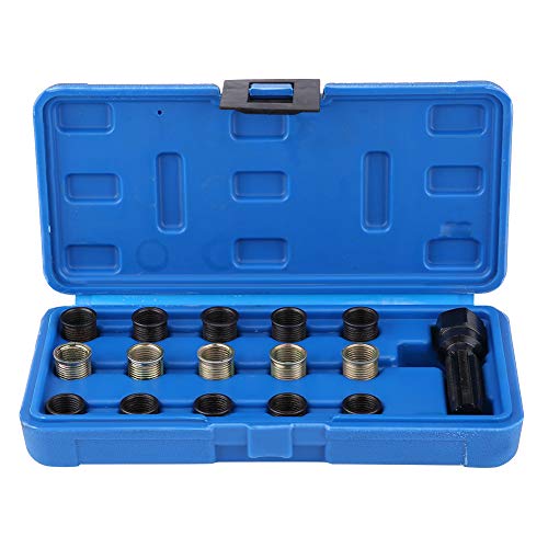 16PCS Zündkerzengewinde Reparatur Satz M14 x 1.25 mm, Zündkerzenstecker Set, 14 mm x 1,25 Zündkerzengewinde Reparatur Toolkit M16 Hahn mit tragbarem Gehäuse von Ejoyous