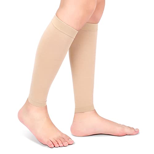 Ejoyous 1 Paar Wadenbandage, Waden Kompressionsstrümpfe Damen Herren Wadenstütze Kompression Compression Calf Sleeves Compression Race and Recover Fußlose Kompressionsstrümpfe (Gelbliches Rosa) von Ejoyous