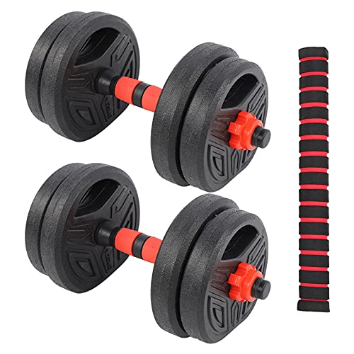Ejoyous 2 in1 Hantelset 10 kg, Einstellbar Hantelstangen Kurzhantelset mit 40cm Verbindungsstange Rutschfestem Griff, für das Heimgym Gewichtheben Muskelkrafttraining Körpertraining von Ejoyous