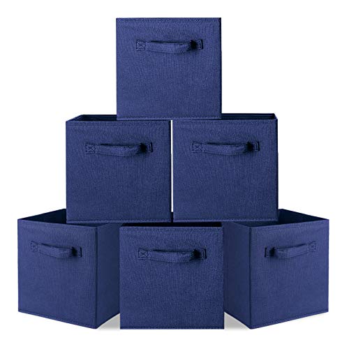 Ejoyous 6 St¨¹ck Faltbare Aufbewahrungsbox, Aufbewahrungsbox aus Stoff Aufbewahrungskorb Vlies Faltbox Stoff Faltkiste zur Aufbewahrung von Kleidung Spielzeug Datei 26,9 x 26,2 x 27,8 cm (Blau) von Ejoyous