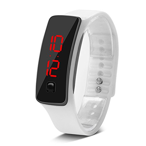 Ejoyous Digital Sport Uhren für Damen Herren, LED Armbanduhr Silikon Digital Armbanduhren Digitaluhre mit 12-Stunden-Zifferblatt, für Outdoor und Indoor Laufen Klettern Angeln(Weiß) von Ejoyous