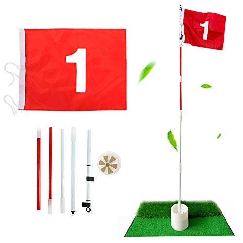 Ejoyous Mini Golf Fahnenstangen, Golf-Flagge Golflöcher und Flaggen Golfflaggenstab Golf Flaggenstock Abnehmbarer mit Golfloch Roter Fahne von Ejoyous