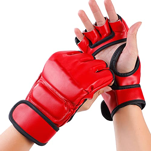 Halbfinger-Boxhandschuhe für Unisex, Rote MMA- mit Offenen Handflächen für Kampftraining, Perfekte Kickbox- für Alle Fähigkeitsstufen von Ejoyous