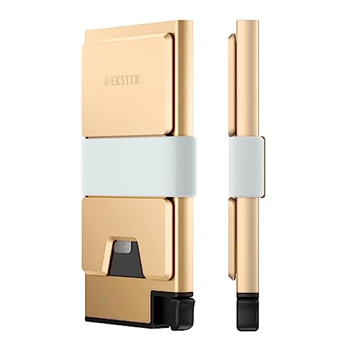 Ekster: Aluminium-Kartenhalter – 0.5 cm schlanke, minimalistische Brieftasche mit erweiterbarer Rückplatte – RFID-blockierende Schicht für Datenschutz – langlebiges, Gold, Minimalistisch von Ekster