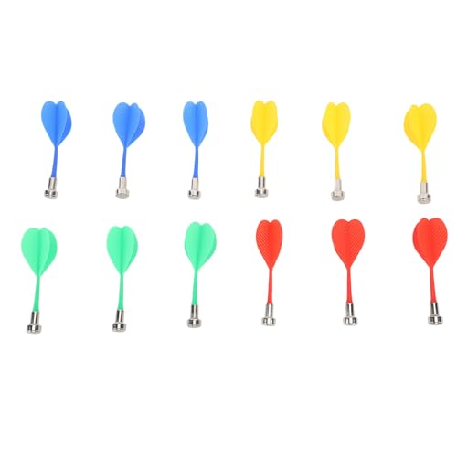 12 Stück magnetische Dartpfeile aus Kunststoff, Ersatzpfeile für Magnet-Dartscheibe, Kinder, Erwachsene, Zielspiel, Spielzeug, Rot, Grün, Blau, Gelb von Elelif