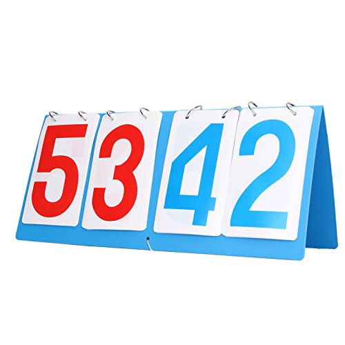 Elelif 4-stellige Anzeigetafel, wasserfest, blau, rot, Zahl, tragbar, auf dem Tisch, Flip-Score-Anzeiger für Volleyball, Basketball von Elelif
