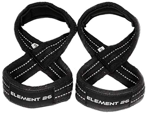 Element 26 Gepolsterte Handgelenkgurte mit Figur 8 – Gewichthebergurte – Figur-8-Gurte – Handgelenkschlaufen für Crossfit, Gewichtheben, Kreuzheben, Bauernwanderungen (Medium, Schwarz) von Element 26