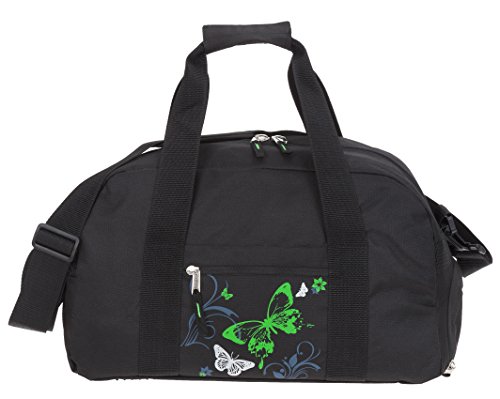 ELEPHANT/SPEAR Sporttasche mit Schuhfach/Naßfach Sport Tasche 12678 + Trinkflasche (Butterfly Black Green) von Elephant Spear