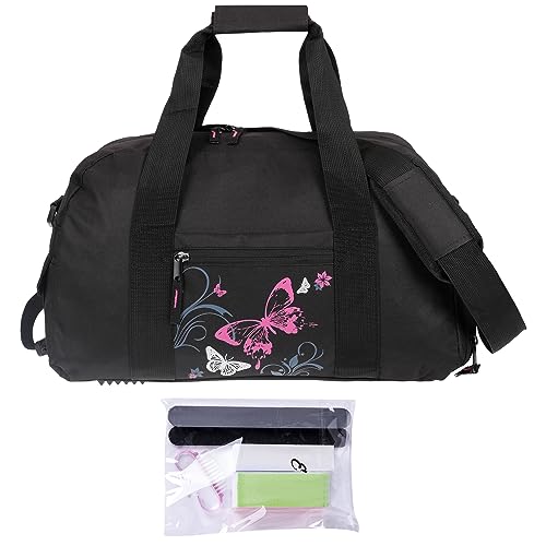 Sporttasche Damen Signature Fitnesstasche Tasche mit Schuhfach 47 cm 12800 + Nagelpflege Set (Butterfly Pink (Schwarz Magenta)) von Elephant