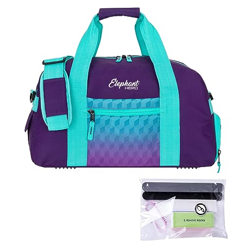 Sporttasche Damen Signature Fitnesstasche Tasche mit Schuhfach 47 cm 12800 + Nagelpflege Set (Violet Cube (Lila Türkis)) von Elephant