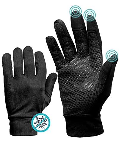 ElephantSkin Sporthandschuhe Antiviral & Antibakteriell Behandelt | Atmungsaktive Fitness Handschuhe | Touch Kompatibel | Schwarz (M) von ElephantSkin