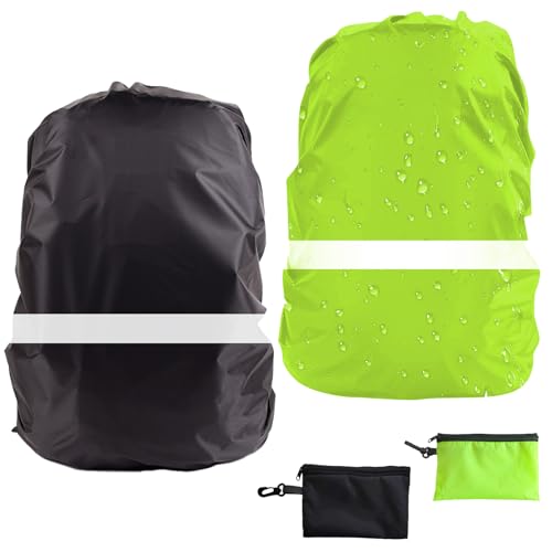 ElevaPulse Regenschutz Schulranzen, Step by Step Regenschutz, 2 Stück Rucksack Regenschutz, 18-30L Wasserdicht mit Reflektoren (Schwarz + Grün) ElevaPulse Regenschutz Schulranzen, Step by Step Regenschutz, 2 Stück Rucksack Regenschutz, 18-30L Wasserdicht mit Reflektoren (Schwarz + Grün) von ElevaPulse