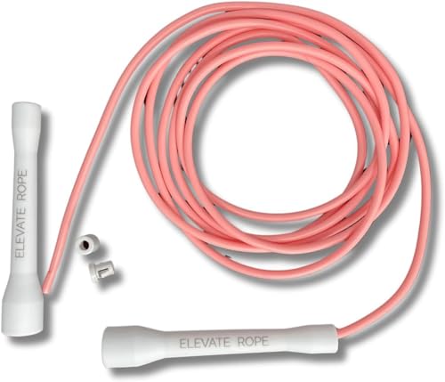 Elevate Rope Professionelles Speed Rope - 3m Verstellbares Springseil, 5mm PVC mit Nylonkern für Cardio, Double Unders & Crossfit - Strapazierfähiges Springseil Geeignet für Innen/Außen (Matt Pink) von Elevate Rope