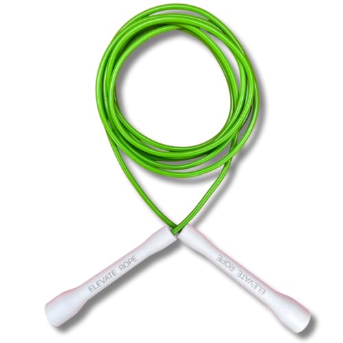 Elevate Rope Professionelles Speed Rope - 3m verstellbares Springseil, 5mm PVC mit Nylonkern für Cardio, Double Unders & Crossfit - Langlebiges Springseil für Indoor-/Outdoor-Training. (Grün) von Elevate Rope