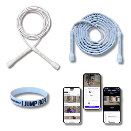Elevate Rope - Springseil Bundle mit Workout App - 2 x verstellbares Jump Rope - Erwachsene und Kinder - Speed + Perlenseil - Zustand & Tricks - Innen/Außen - Springseil Set (Weiß) von Elevate Rope