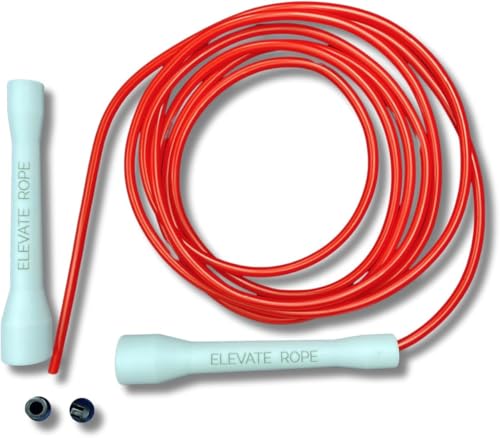 Elevate Speed Rope MAX Night (Blood) - Rot - Professionelles Springseil aus Strapazierfähigem PVC mit Nylonkern - 5 mm - Länge Max. 3 Meter - Extrem Starke Griffe 1x Schwarz, 1x Rot von Elevate Rope