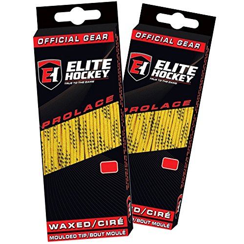 Elite Hockey Prolace gewachste Hockey-Schnürsenkel – Set mit 2 Paar (gelb, 243,8 cm) von Elite Hockey