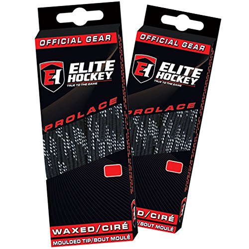 Elite Hockey Prolace gewachste Hockey-Schnürsenkel – Set mit 2 Paar (schwarz, 182,9 cm) von Elite Hockey