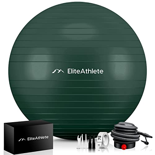 EliteAthlete Gymnastikball Sitzball Büro ergonomisch mit Anti Burst System - Fitness Pilates Schwangerschaft - Schwangerschaftsball Fitnessball Yogaball - Yoga Ball 55cm inkl. Luftpumpe von EliteAthlete
