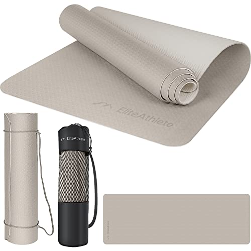 EliteAthlete Yogamatte - Sportmatte - Fitnessmatte - Gymnastikmatte gepolstert & rutschfest für Fitness, Pilates - Yoga Matte - 183 cm x 61 cm x 0.6 cm - Trainingsmatte inkl. Transportgurt + Tasche von EliteAthlete