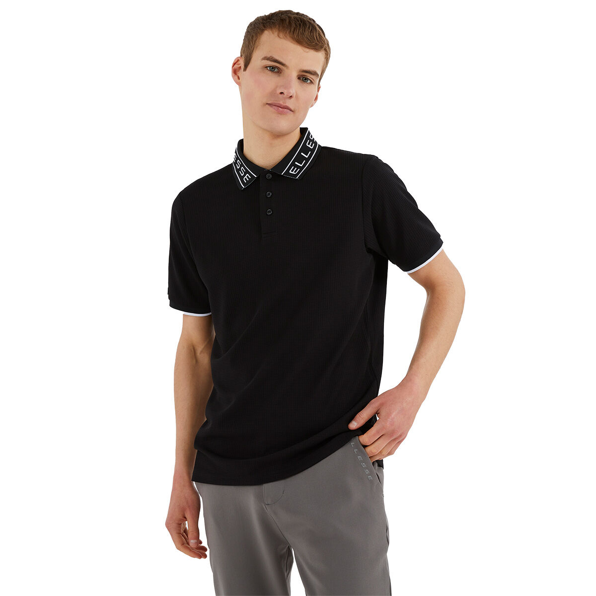 Ellesse Men's Algari Golf Polo Shirt, Mens, Black, Medium | American Golf von Ellesse